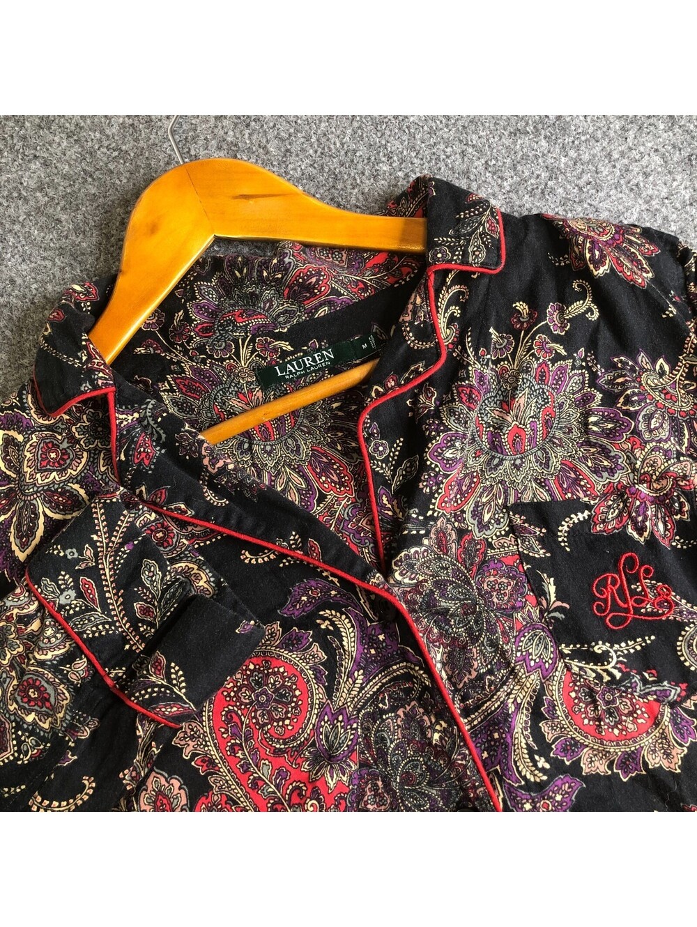 Lauren Ralph Lauren Paisley Sleep Top Shirt Womens M Cotton Colorful Paisley